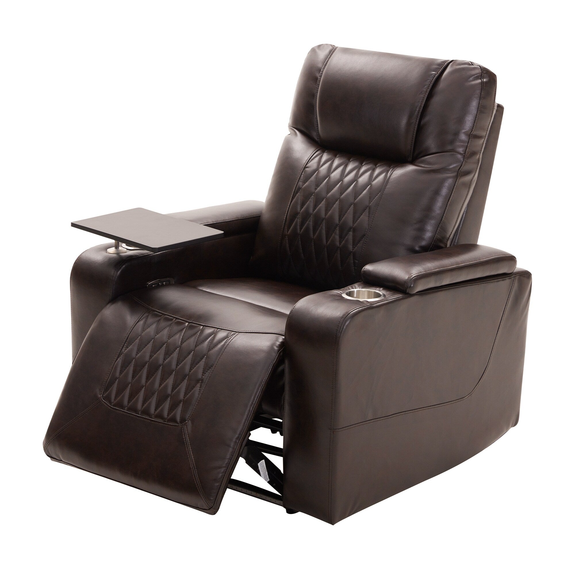 Fauteuil inclinable électrique Roomfitters avec ports de chargement USB, rangement dissimulé des accoudoirs, deux porte-gobelets et plateau pivotant à 360°