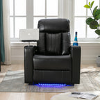Fauteuil inclinable électrique haut de gamme Roomfitters avec accoudoirs de rangement, porte-gobelets, plateau pivotant et support pour téléphone portable, noir
