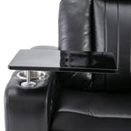 Fauteuil inclinable électrique haut de gamme Roomfitters avec accoudoirs de rangement, porte-gobelets, plateau pivotant et support pour téléphone portable, noir
