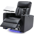 Fauteuil inclinable électrique haut de gamme Roomfitters avec accoudoirs de rangement, porte-gobelets, plateau pivotant et support pour téléphone portable, noir
