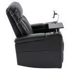 Fauteuil inclinable électrique haut de gamme Roomfitters avec accoudoirs de rangement, porte-gobelets, plateau pivotant et support pour téléphone portable, noir