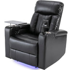Fauteuil inclinable électrique haut de gamme Roomfitters avec accoudoirs de rangement, porte-gobelets, plateau pivotant et support pour téléphone portable, noir