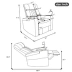 Fauteuil inclinable électrique haut de gamme Roomfitters avec accoudoirs de rangement, porte-gobelets, plateau pivotant et support pour téléphone portable, noir