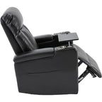 Fauteuil inclinable électrique haut de gamme Roomfitters avec accoudoirs de rangement, porte-gobelets, plateau pivotant et support pour téléphone portable, noir