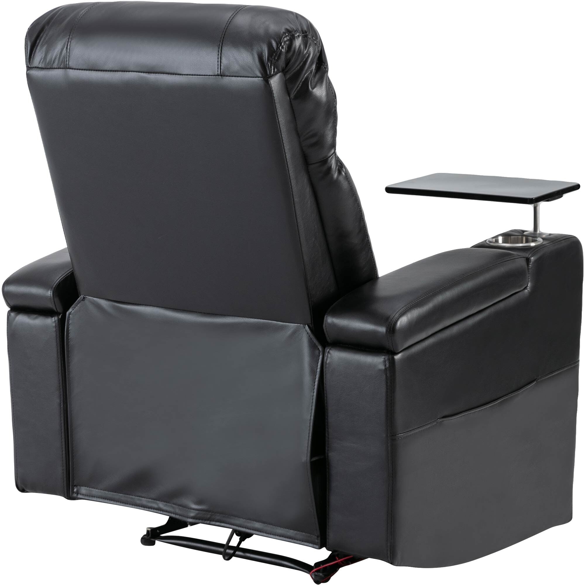 Fauteuil inclinable électrique haut de gamme Roomfitters avec accoudoirs de rangement, porte-gobelets, plateau pivotant et support pour téléphone portable, noir