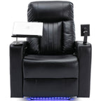 Fauteuil inclinable électrique haut de gamme Roomfitters avec accoudoirs de rangement, porte-gobelets, plateau pivotant et support pour téléphone portable, noir