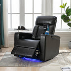 Fauteuil inclinable électrique haut de gamme Roomfitters avec accoudoirs de rangement, porte-gobelets, plateau pivotant et support pour téléphone portable, noir