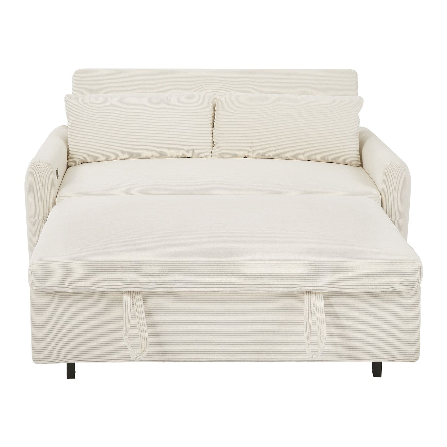 Canapé-lit convertible 2 places Roomfitters avec coussins et ports USB, canapé-lit moderne, beige