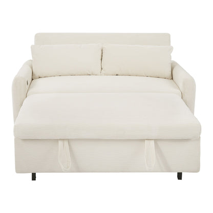 Canapé-lit convertible 2 places Roomfitters avec coussins et ports USB, canapé-lit moderne, beige