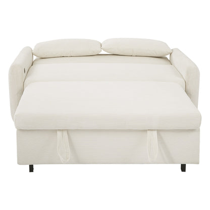 Canapé-lit convertible 2 places Roomfitters avec coussins et ports USB, canapé-lit moderne, beige