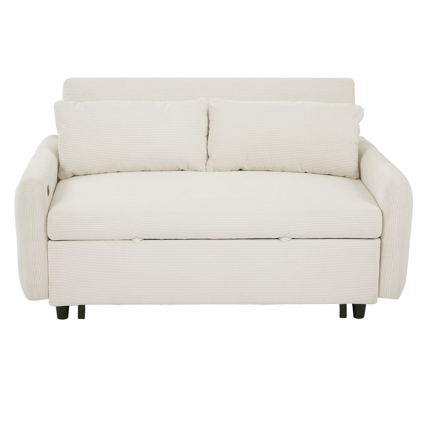 Canapé-lit convertible 2 places Roomfitters avec coussins et ports USB, canapé-lit moderne, beige