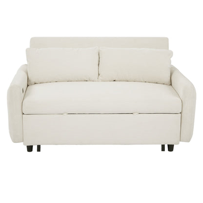 Canapé-lit convertible 2 places Roomfitters avec coussins et ports USB, canapé-lit moderne, beige