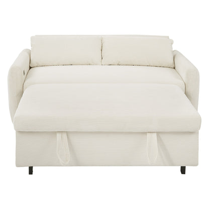 Canapé-lit convertible 2 places Roomfitters avec coussins et ports USB, canapé-lit moderne, beige