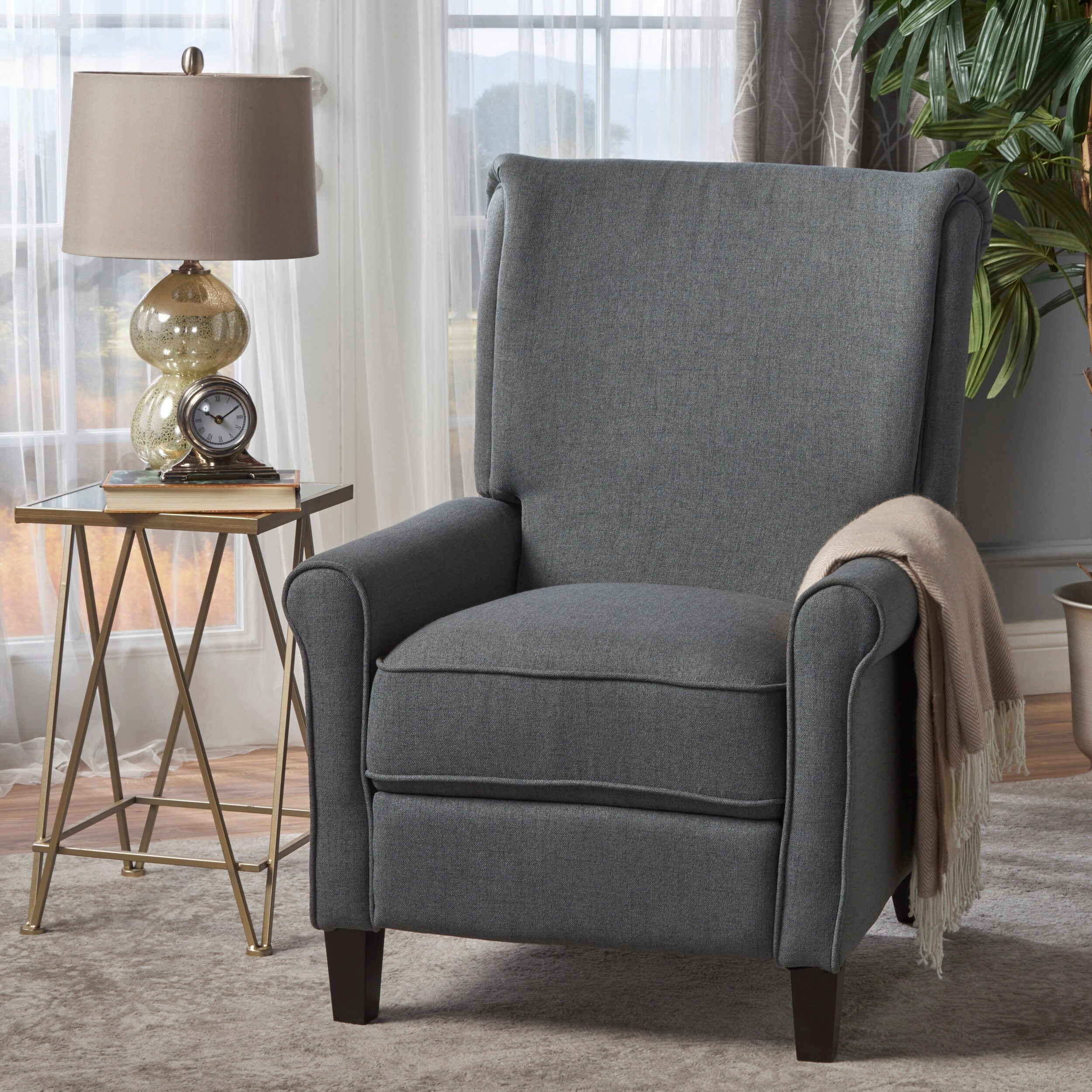 Fauteuil inclinable à dossier relevable Roomfitters avec accoudoirs roulés et siège rembourré pour salon ou bureau