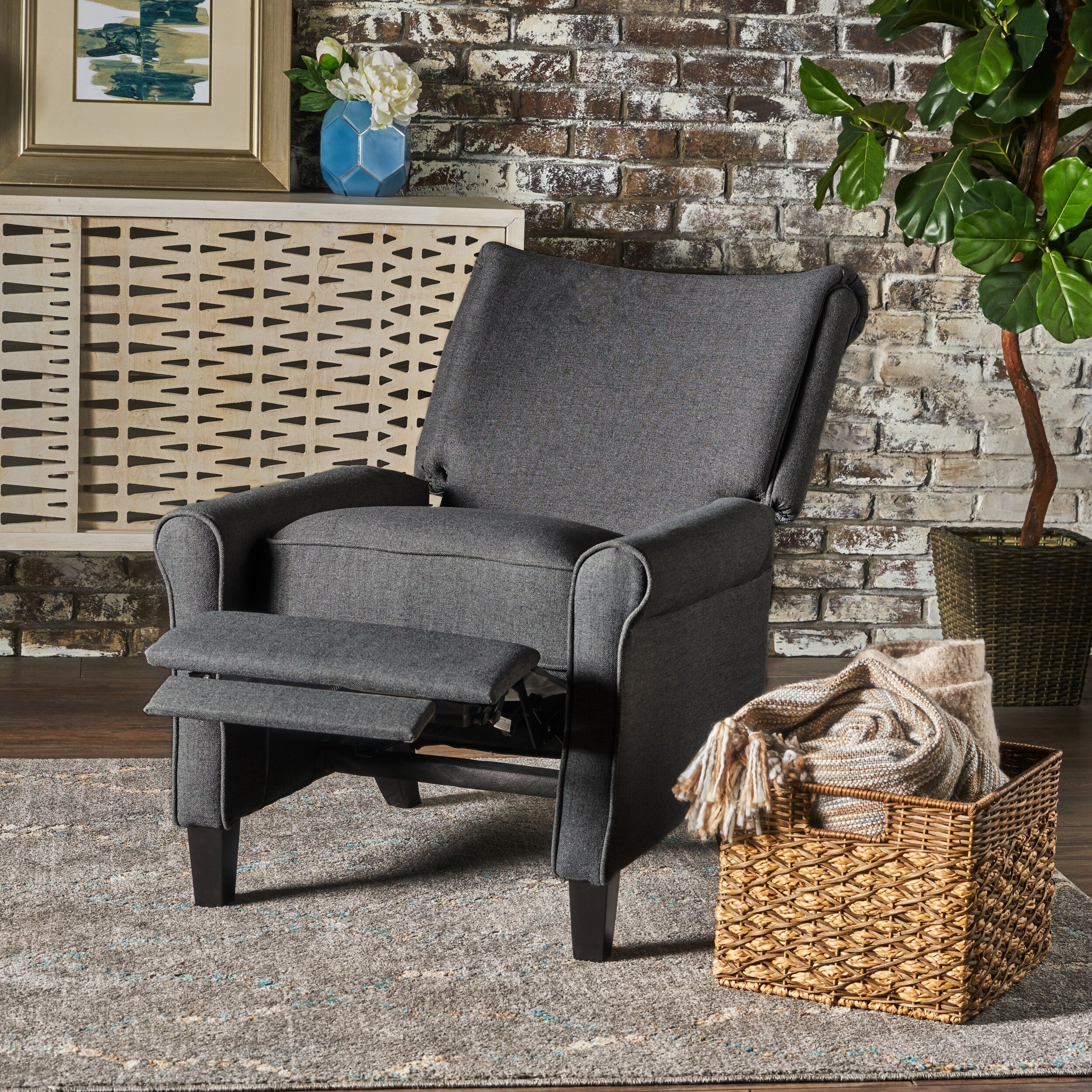 Fauteuil inclinable à dossier relevable Roomfitters avec accoudoirs roulés et siège rembourré pour salon ou bureau
