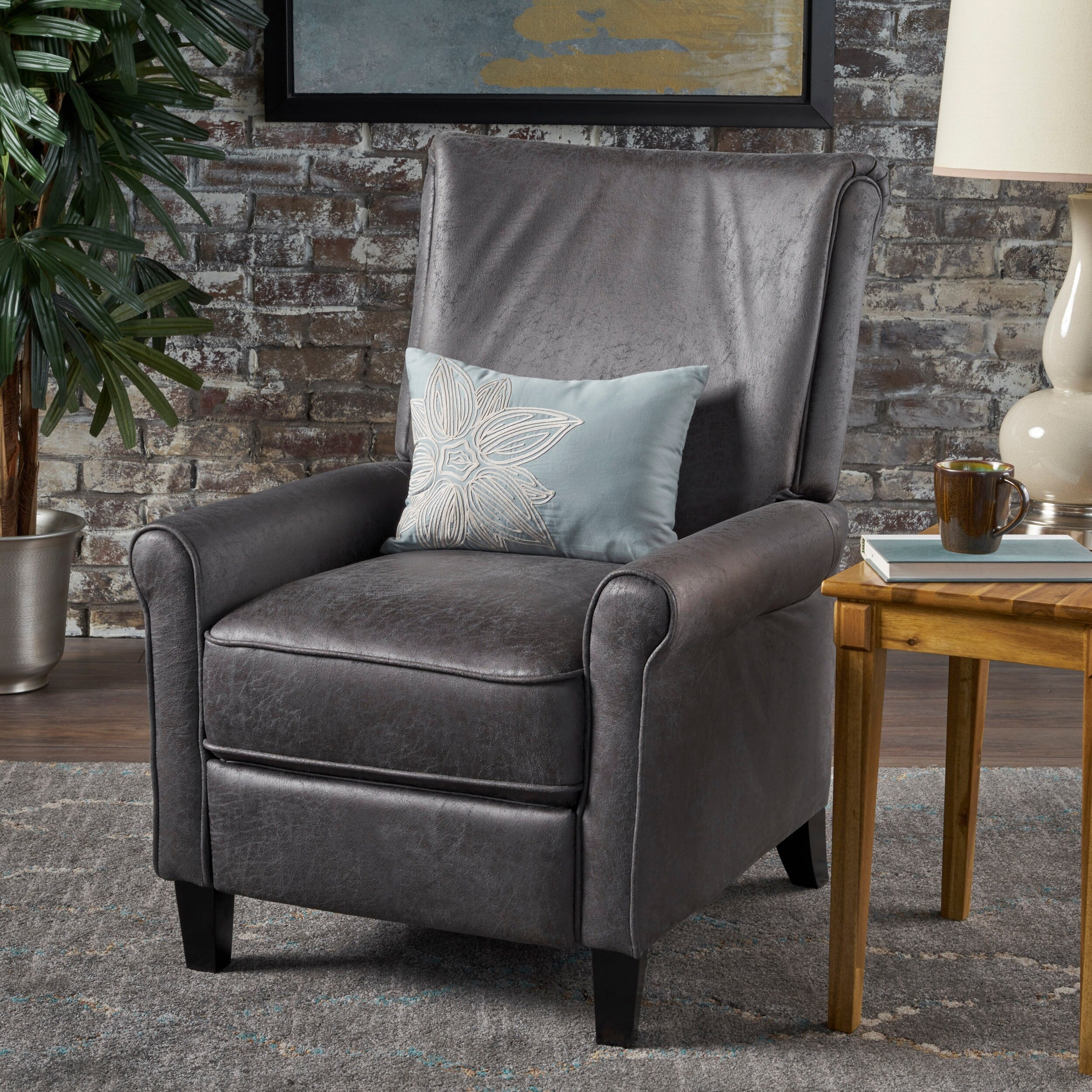 Fauteuil inclinable à dossier relevable Roomfitters avec accoudoirs roulés et siège rembourré pour salon ou bureau