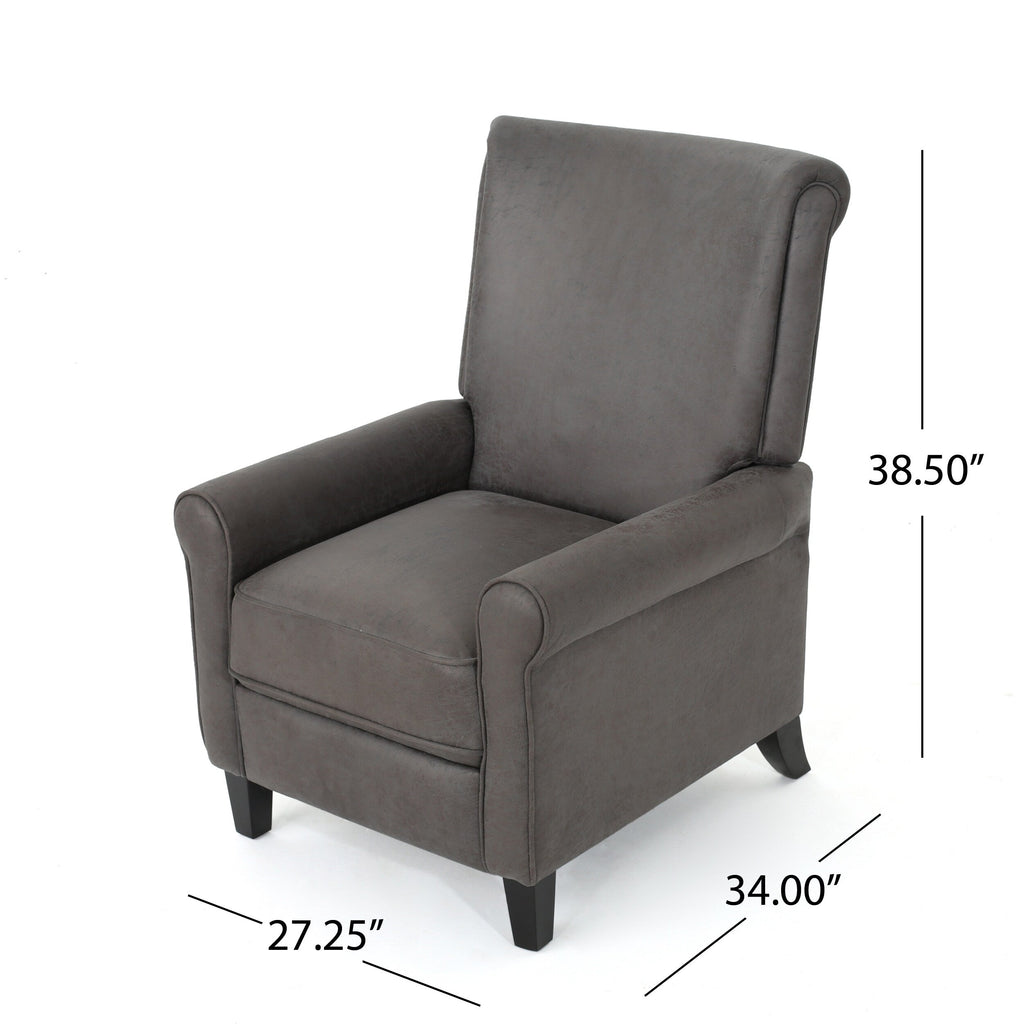 Fauteuil inclinable à dossier relevable Roomfitters avec accoudoirs roulés et siège rembourré pour salon ou bureau