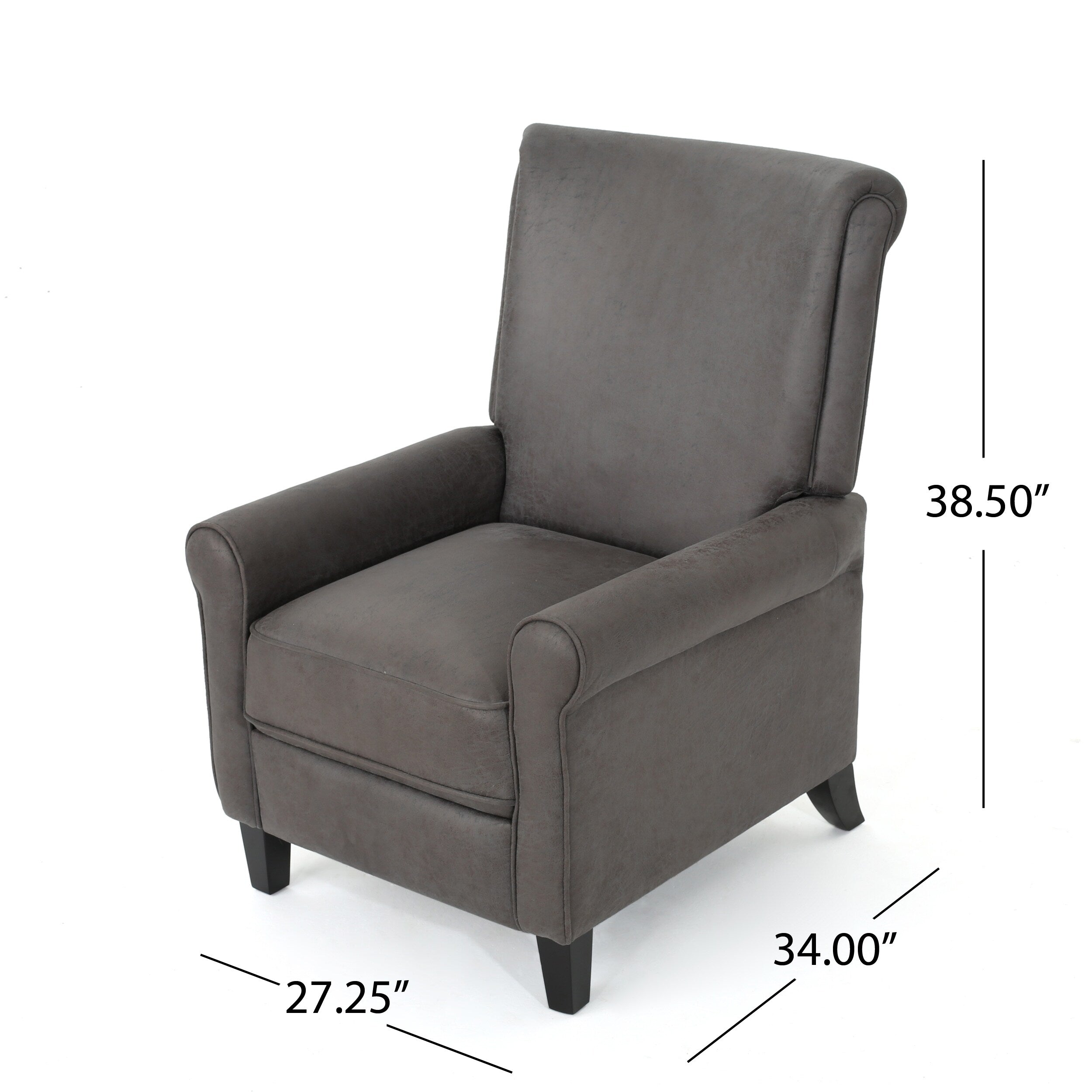 Fauteuil inclinable à dossier relevable Roomfitters avec accoudoirs roulés et siège rembourré pour salon ou bureau