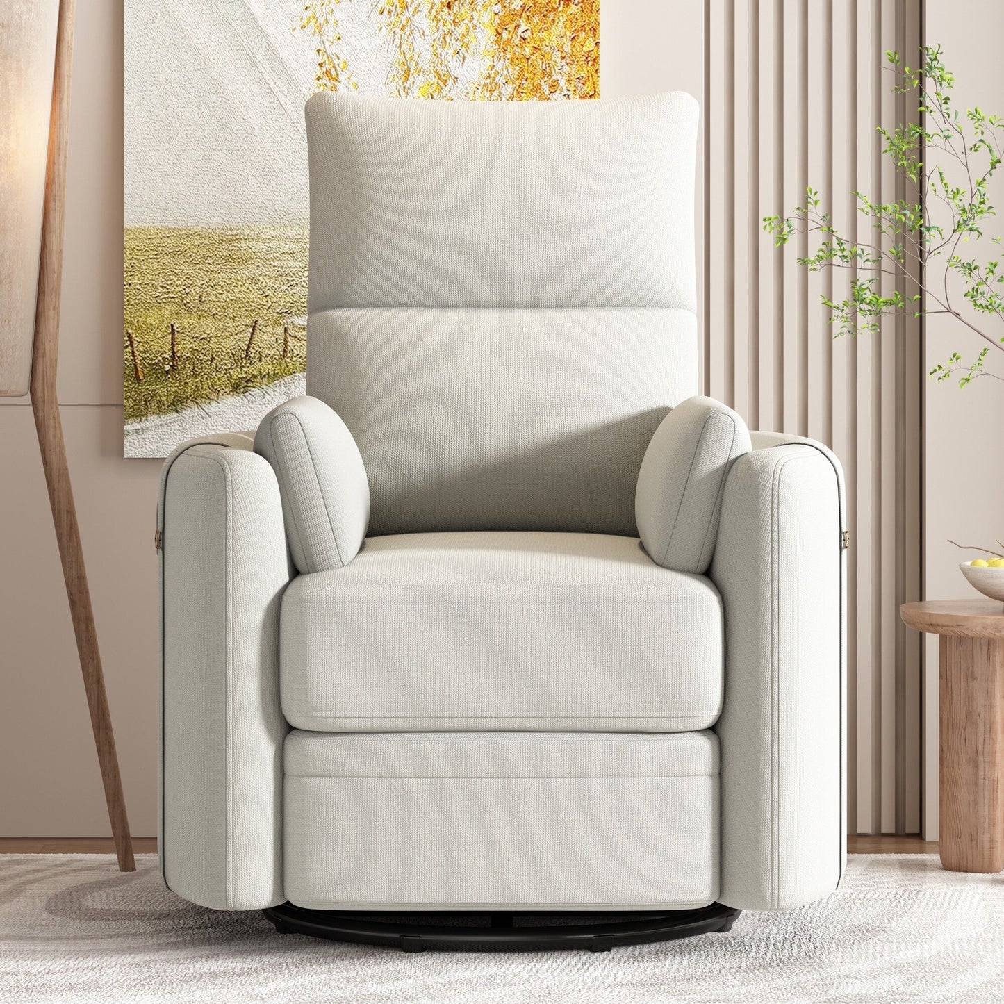 Fauteuil inclinable pivotant rembourré Roomfitters, fauteuil inclinable à bascule manuel avec deux coussins amovibles, pour salon