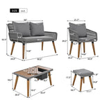 Ensemble de jardin en corde tressée : meubles de patio en bois d'acacia avec seau à glace, 6 pièces