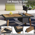 Ensemble de jardin en corde tressée : meubles de patio en bois d'acacia avec seau à glace, 6 pièces
