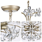 Lustre Rosa à 6 lumières en cristal argenté brossé, motif fleur de champagne