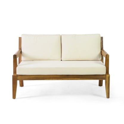 Ensemble de salon de jardin Rossville en acacia avec coussins, par Christopher Knight Home