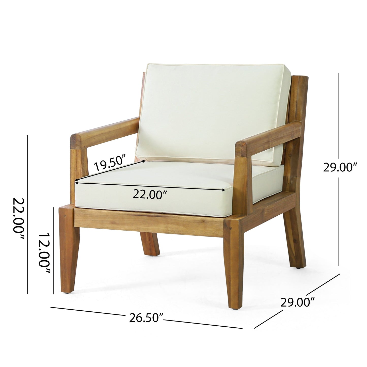 Ensemble de salon de jardin Rossville en acacia avec coussins, par Christopher Knight Home
