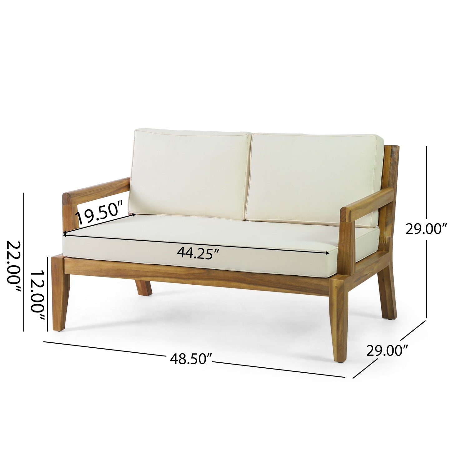 Ensemble de salon de jardin Rossville en acacia avec coussins, par Christopher Knight Home
