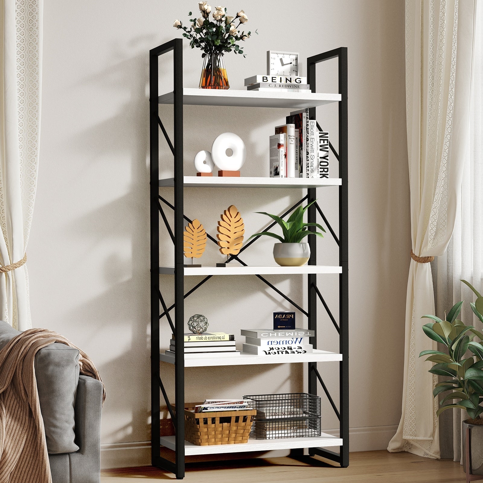 Bibliothèque moderne à 5 niveaux en bois Roul