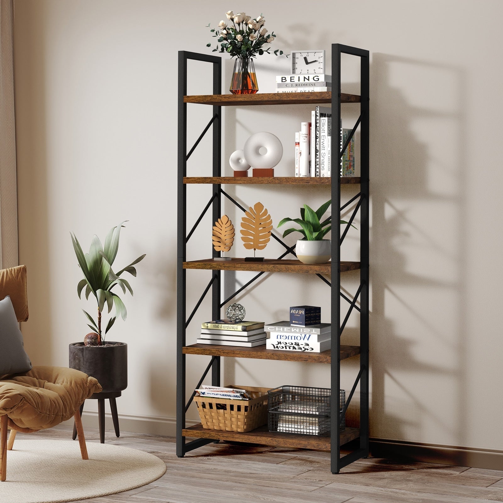 Bibliothèque moderne à 5 niveaux en bois Roul