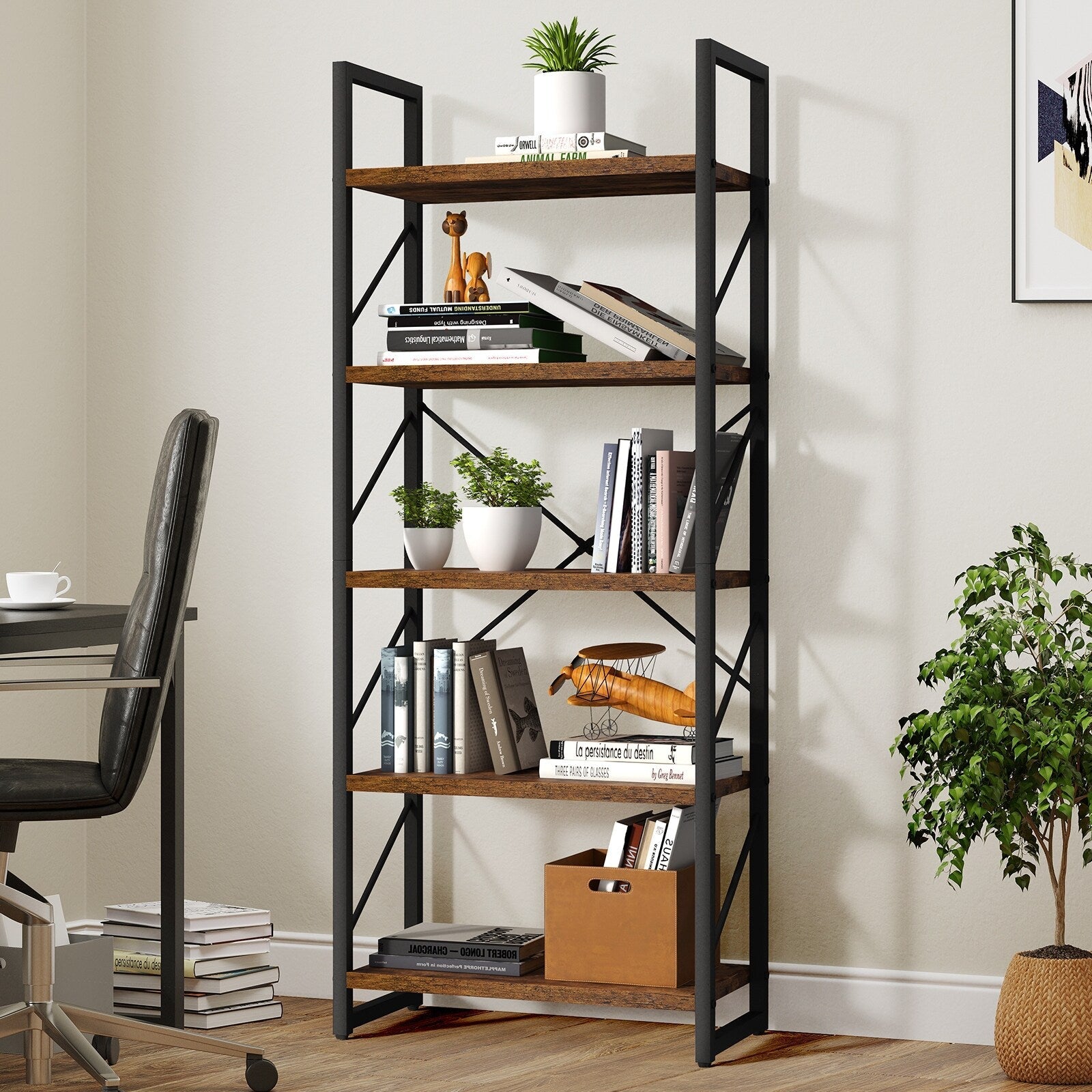 Bibliothèque moderne à 5 niveaux en bois Roul