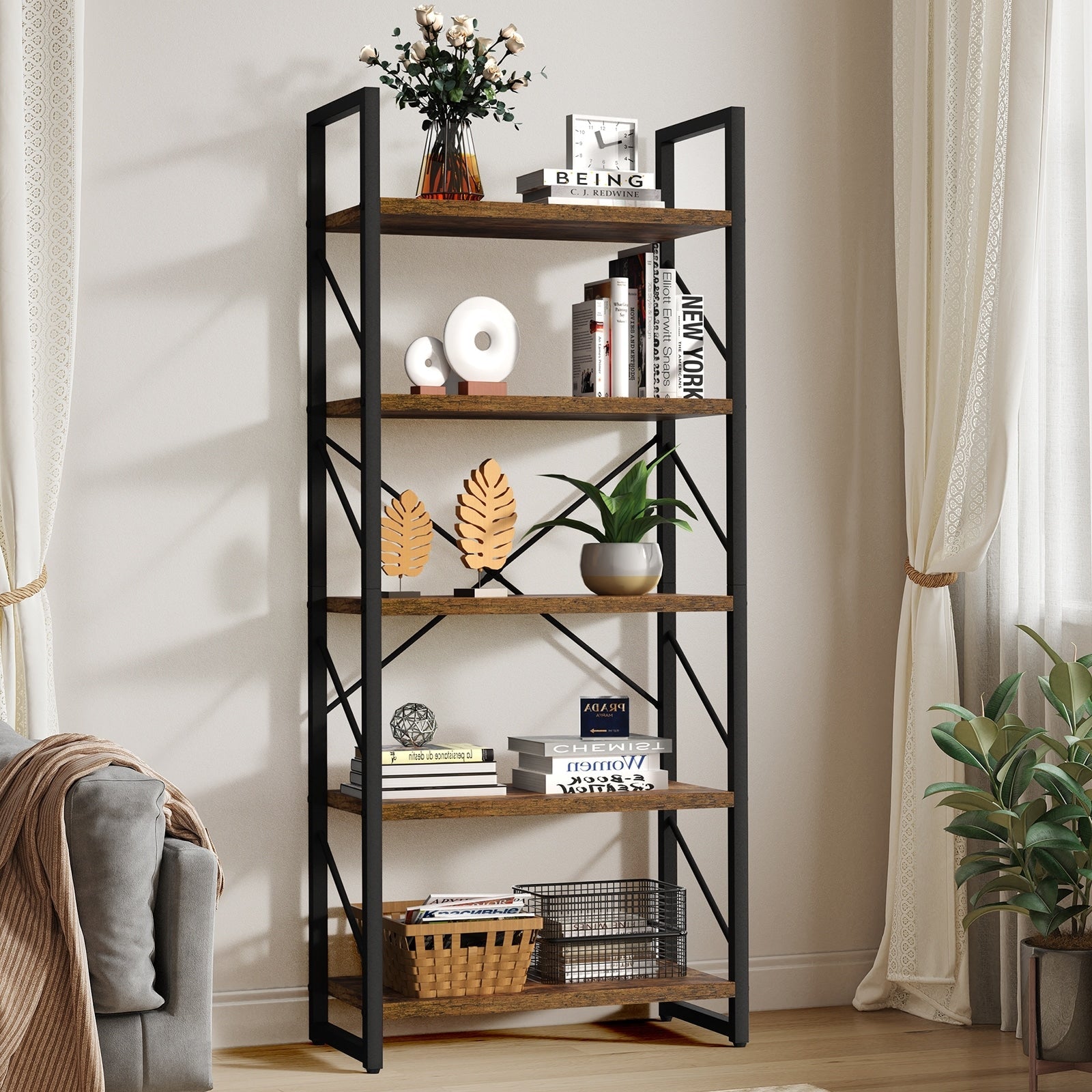 Bibliothèque moderne à 5 niveaux en bois Roul