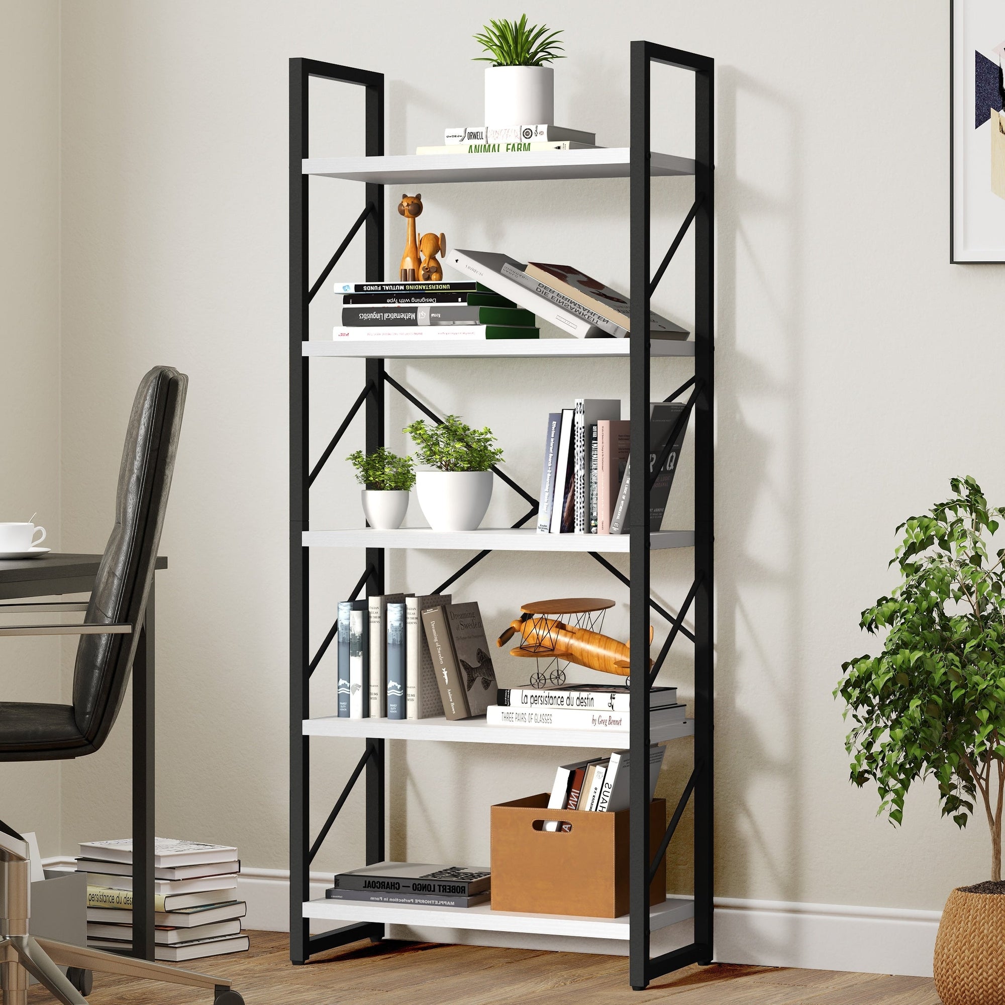 Bibliothèque moderne à 5 niveaux en bois Roul