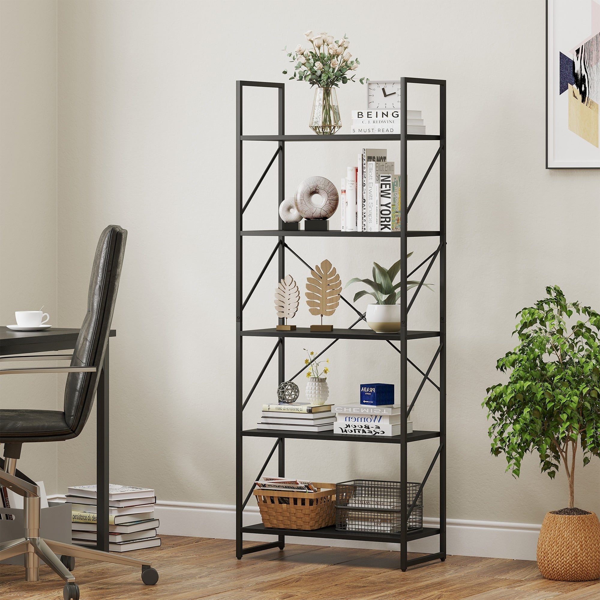 Bibliothèque moderne à 5 niveaux en bois Roul