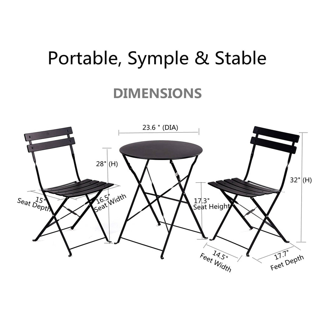 Ensemble bistro rond pour 2 personnes - 23,6 pouces de long