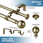 Tringle à rideau double réglable et quincaillerie de créateur à boule ronde