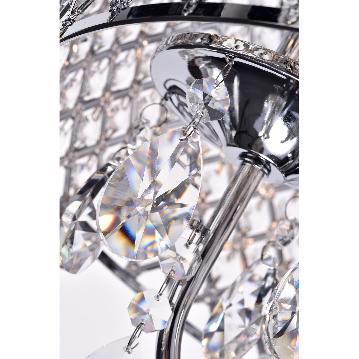 Lustre tambour à perles rondes avec cristaux suspendus