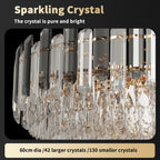 Lustre de plafond rond en cristal brillant avec éclairage à 3 couleurs
