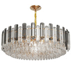 Lustre de plafond rond en cristal brillant avec éclairage à 3 couleurs
