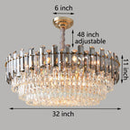 Lustre de plafond rond en cristal brillant avec éclairage à 3 couleurs