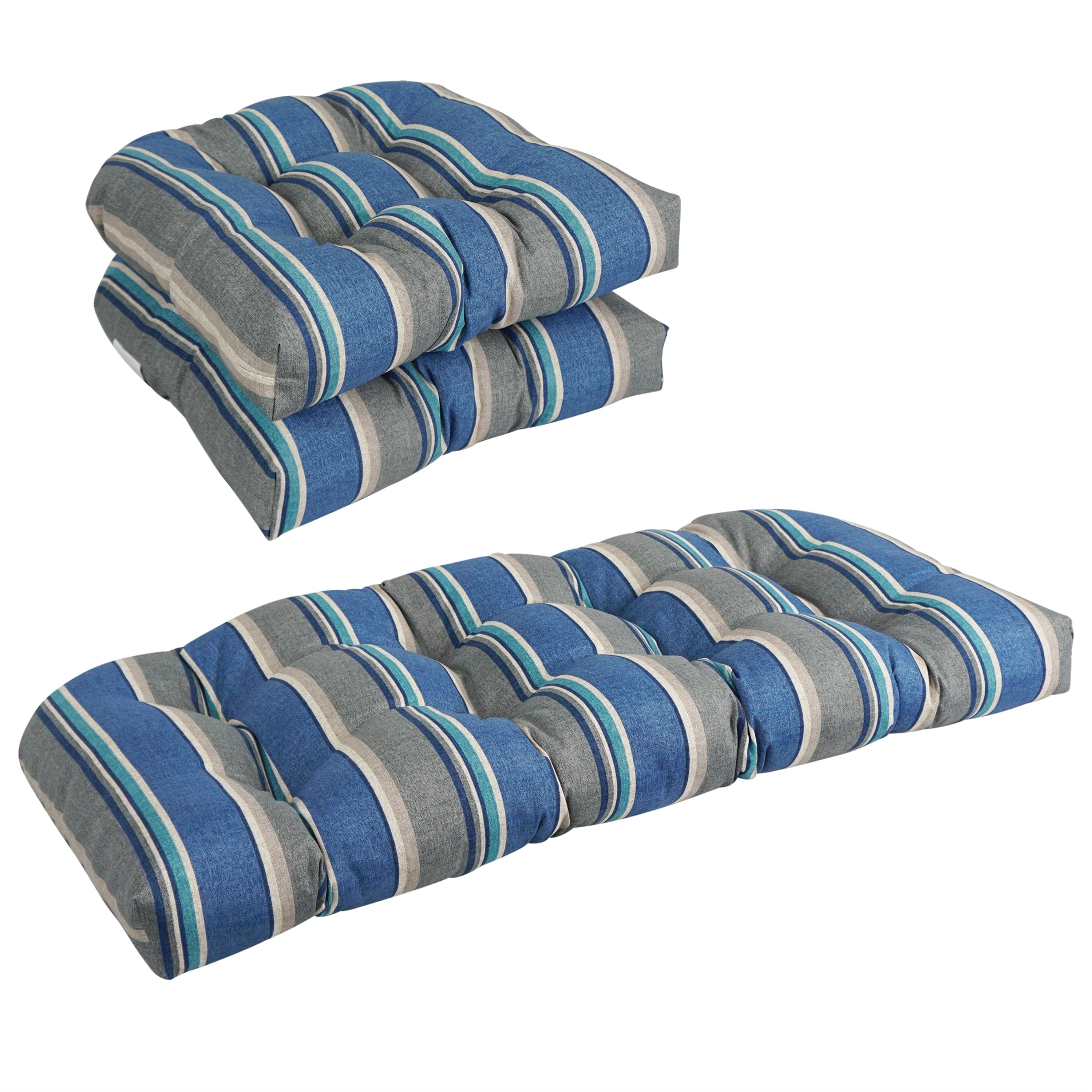 Ensemble de 3 coussins de canapé d'intérieur/extérieur capitonnés à dossier arrondi - 19 x 19