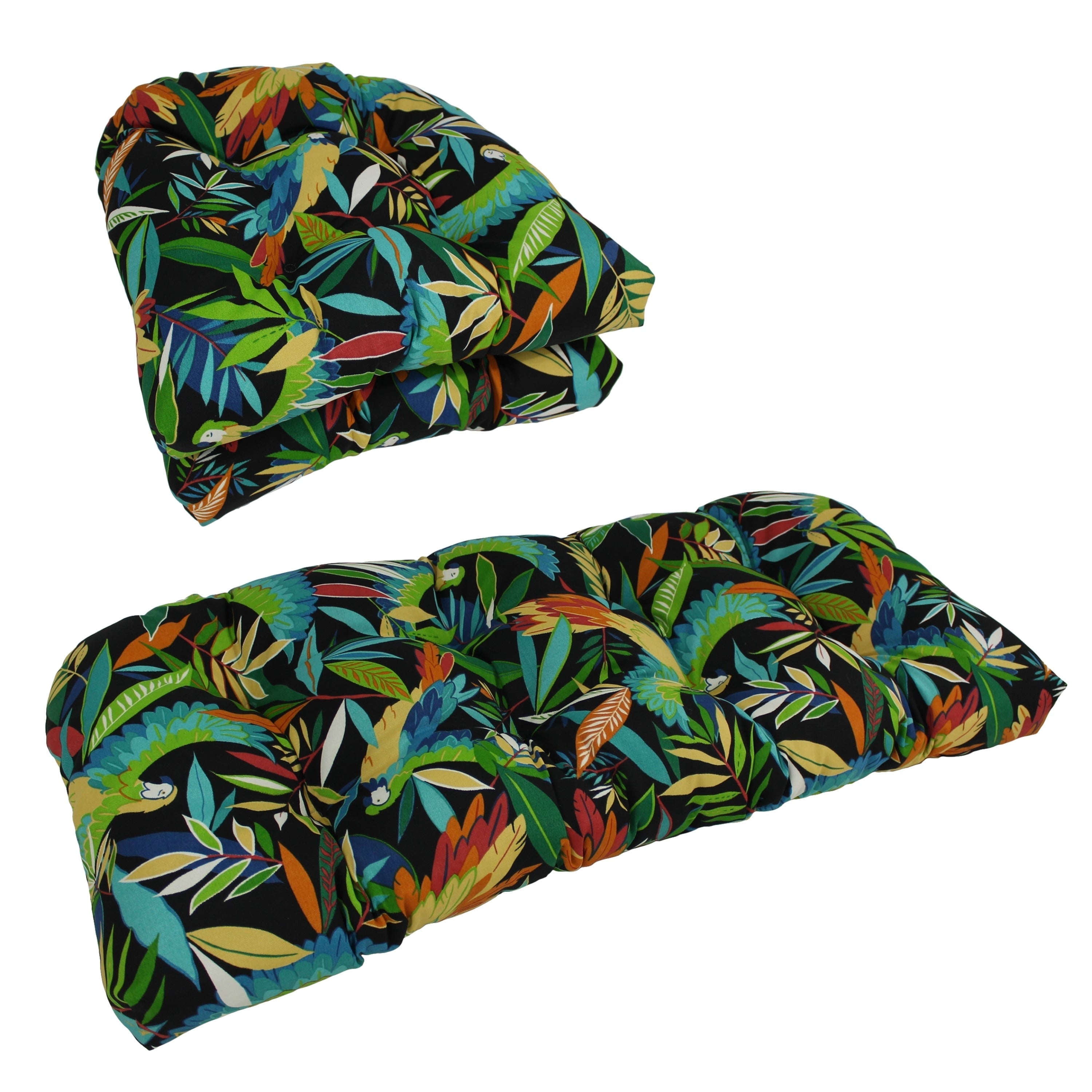 Ensemble de 3 coussins de canapé d'intérieur/extérieur capitonnés à dossier arrondi - 19 x 19