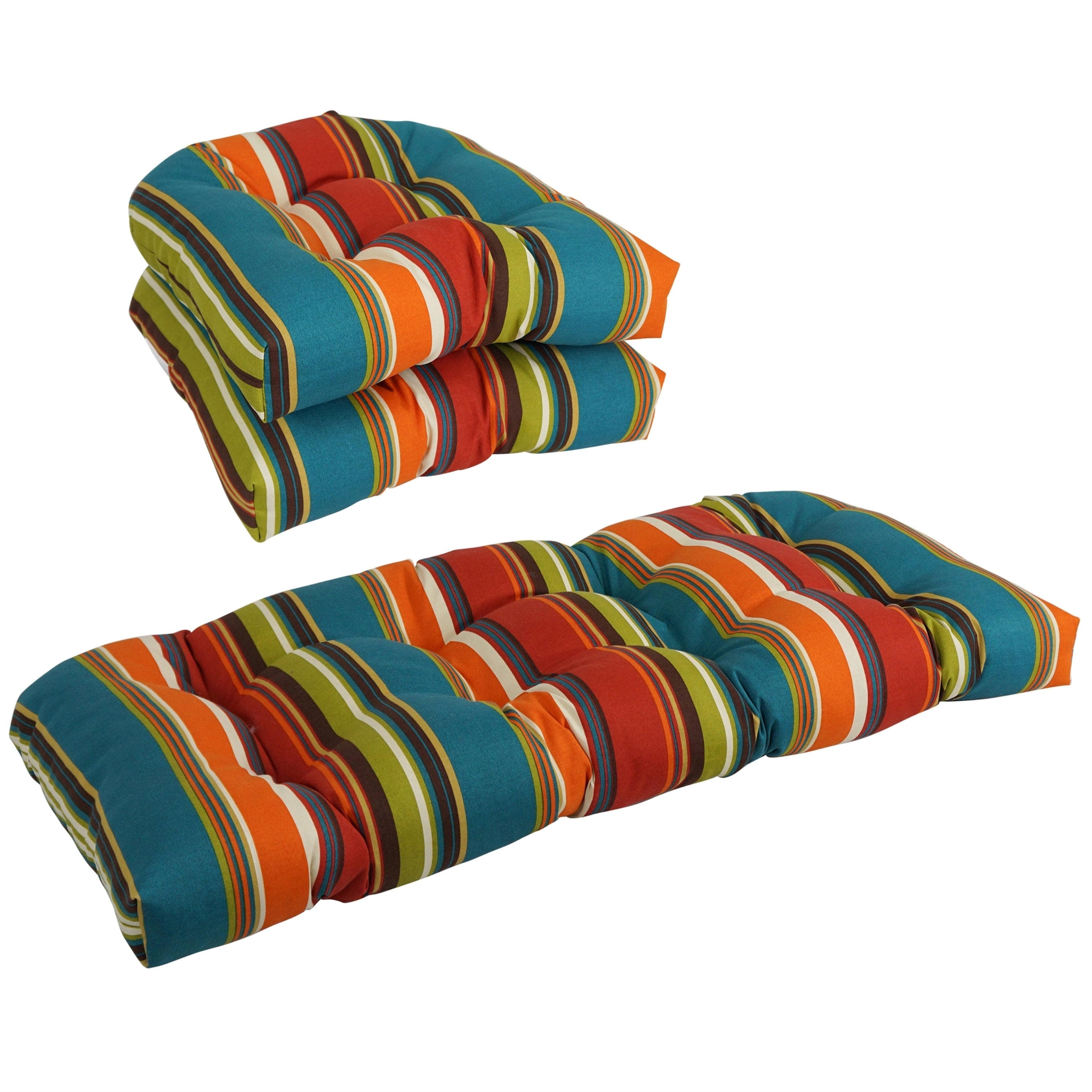 Ensemble de 3 coussins de canapé d'intérieur/extérieur capitonnés à dossier arrondi - 19 x 19