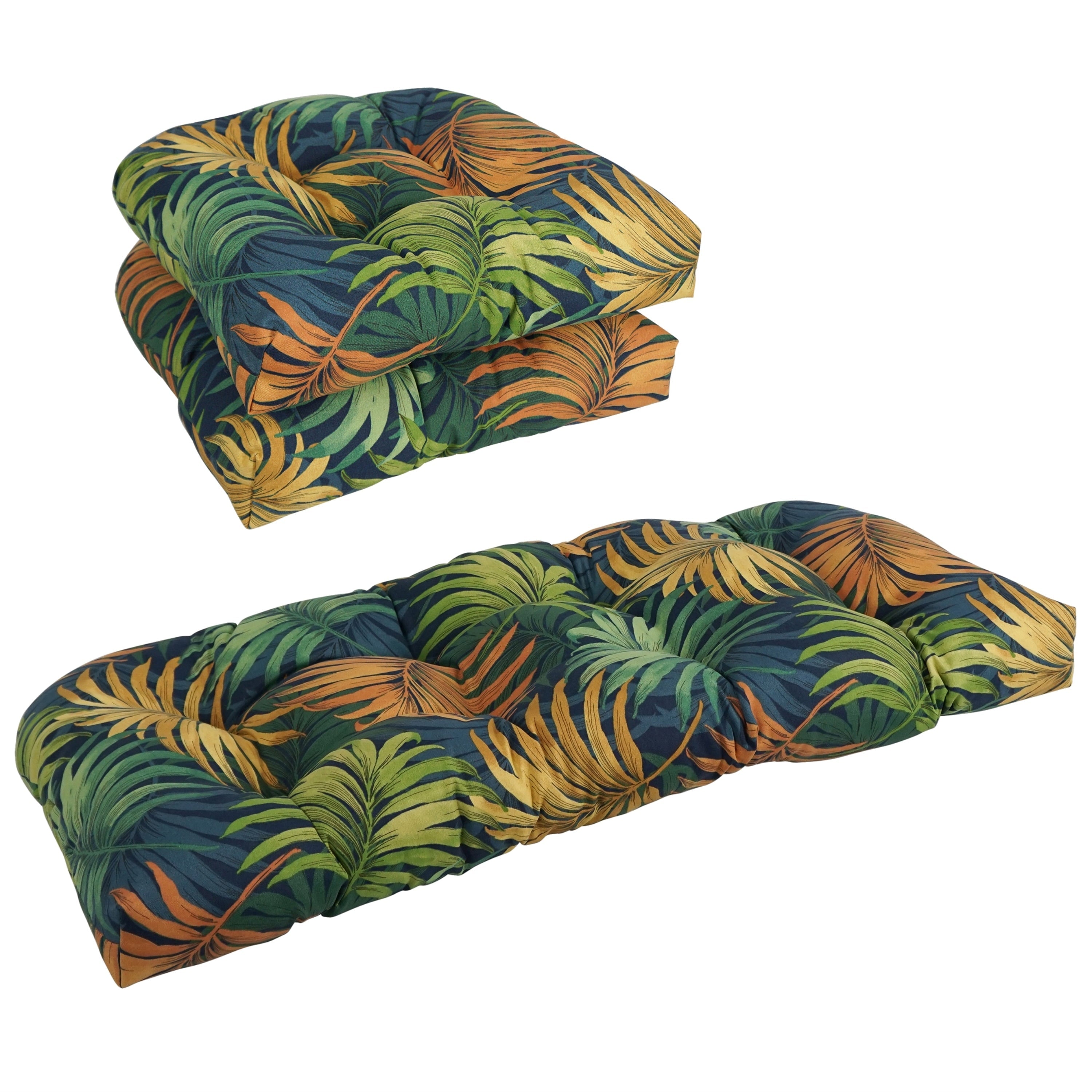 Ensemble de 3 coussins de canapé d'intérieur/extérieur capitonnés à dossier arrondi - 19 x 19