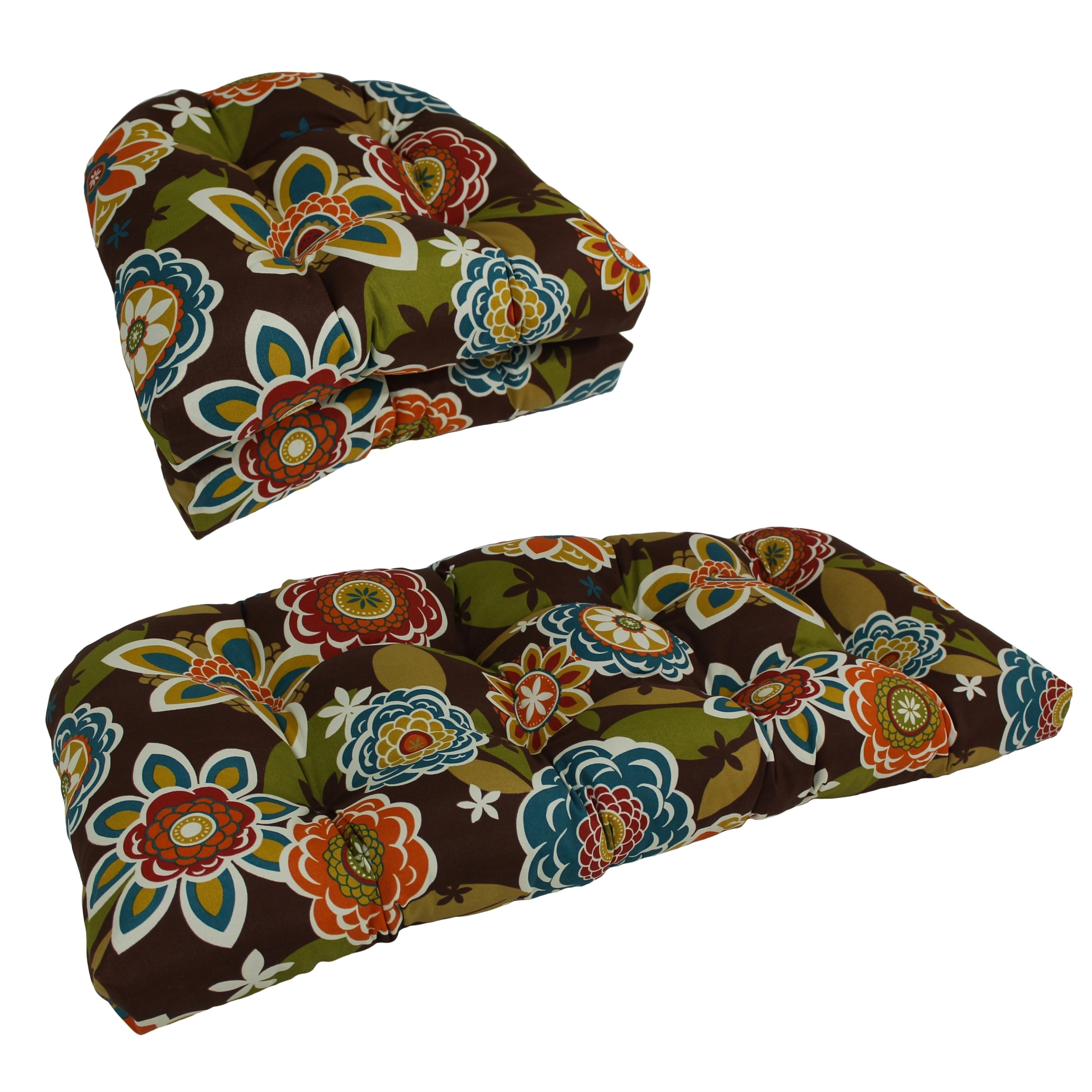 Ensemble de 3 coussins de canapé d'intérieur/extérieur capitonnés à dossier arrondi - 19 x 19