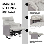 Fauteuil inclinable manuel Bocaton Wide Wale en velours côtelé de Roundhill Furniture