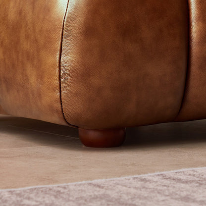 Canapé de luxe Rovan de style Mid-Century Modern en cuir cognac