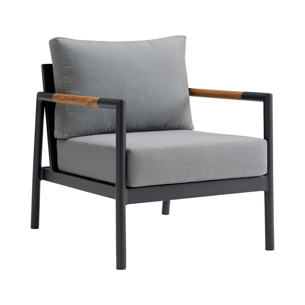 Ensemble de salon de jardin Royal 4 pièces, toutes saisons, avec sièges profonds et coussins gris