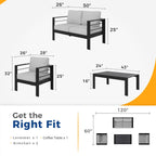 Ensemble de meubles de jardin d'extérieur en aluminium Royalcraft 4 pièces